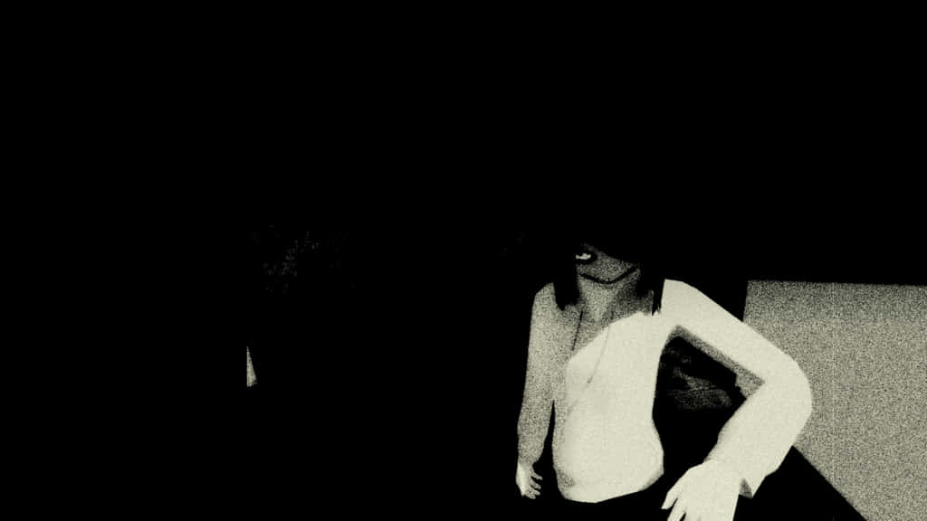 A Dark Image Of A Person Standing In A Dark Room Background