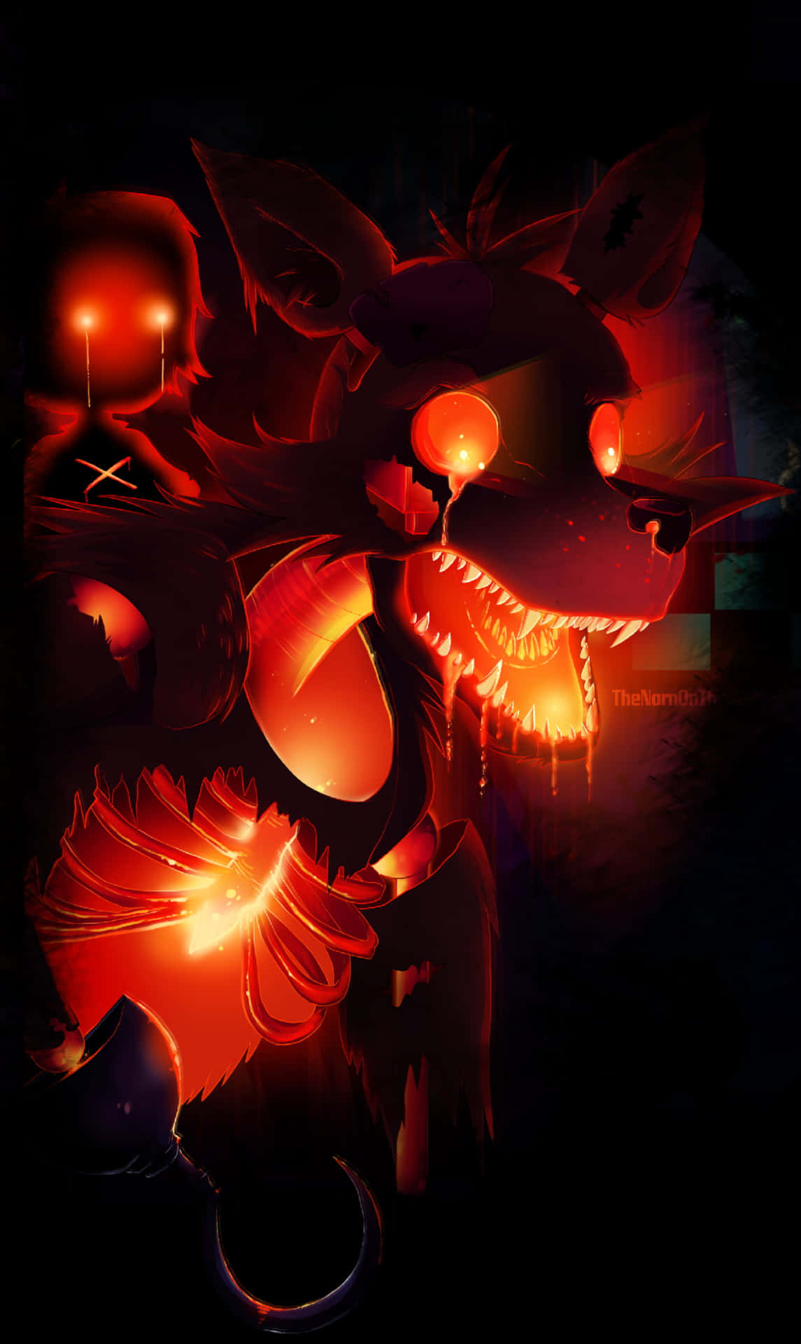 A Dark Image Of A Wolf With Glowing Eyes Background
