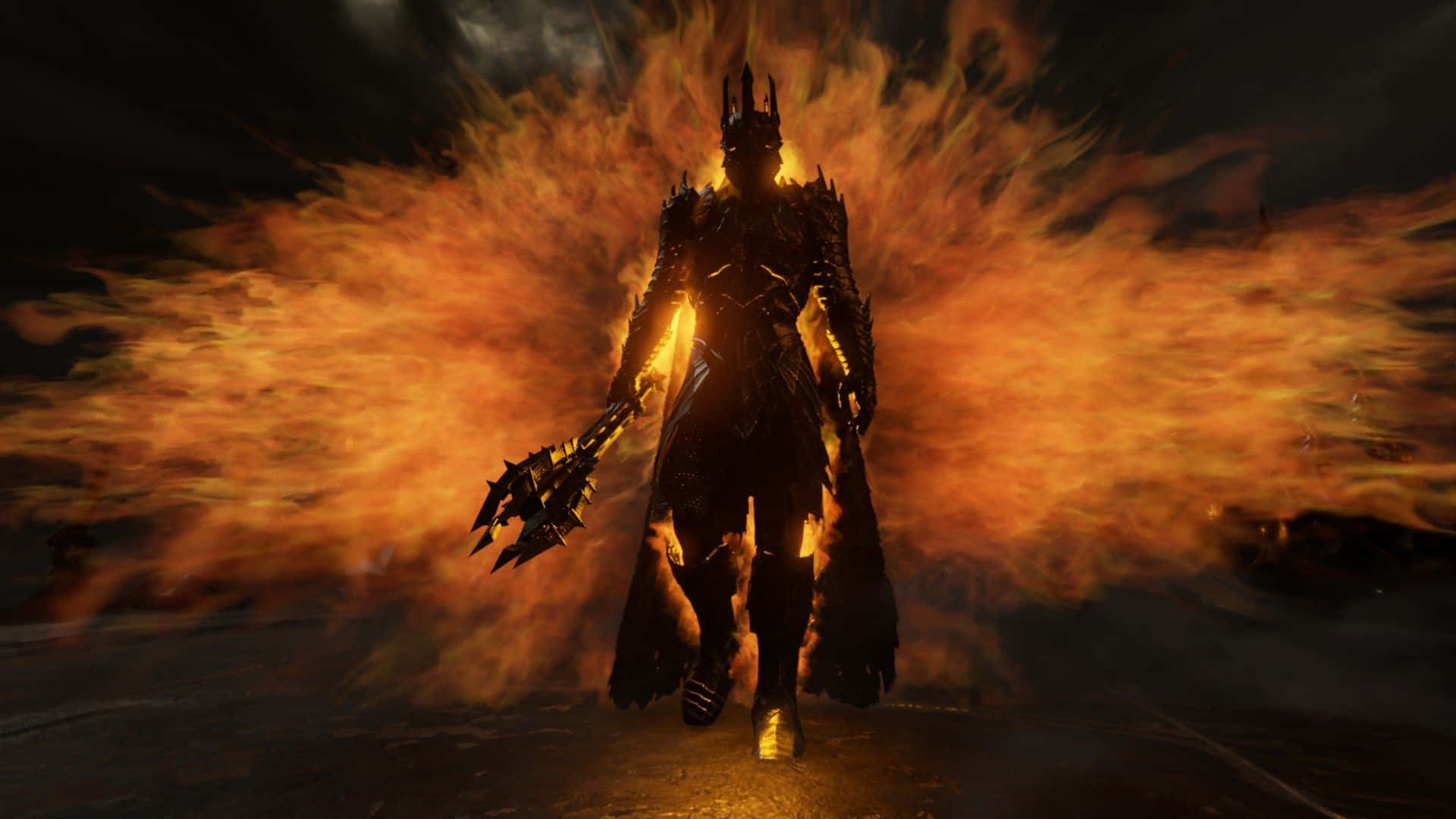 A Dark Knight In A Fire Costume Background