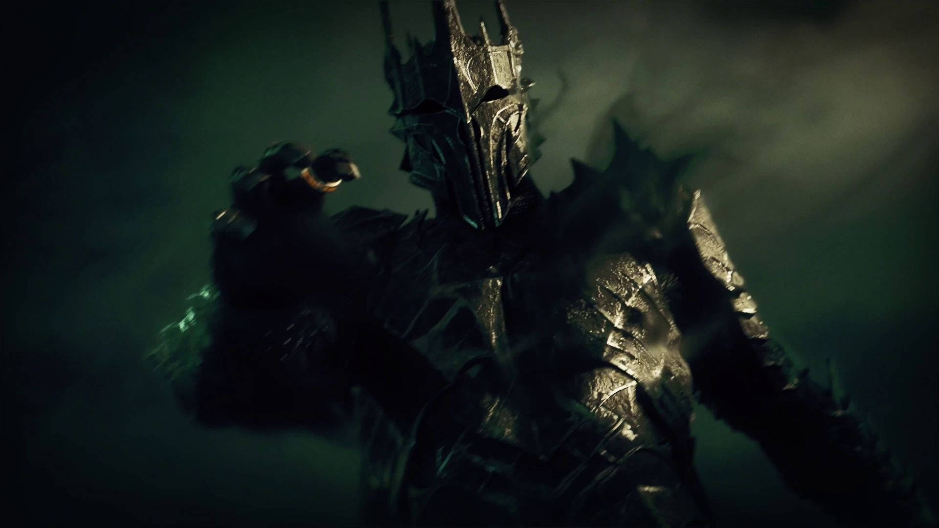 A Dark Knight In Armor Is Standing In The Dark Background