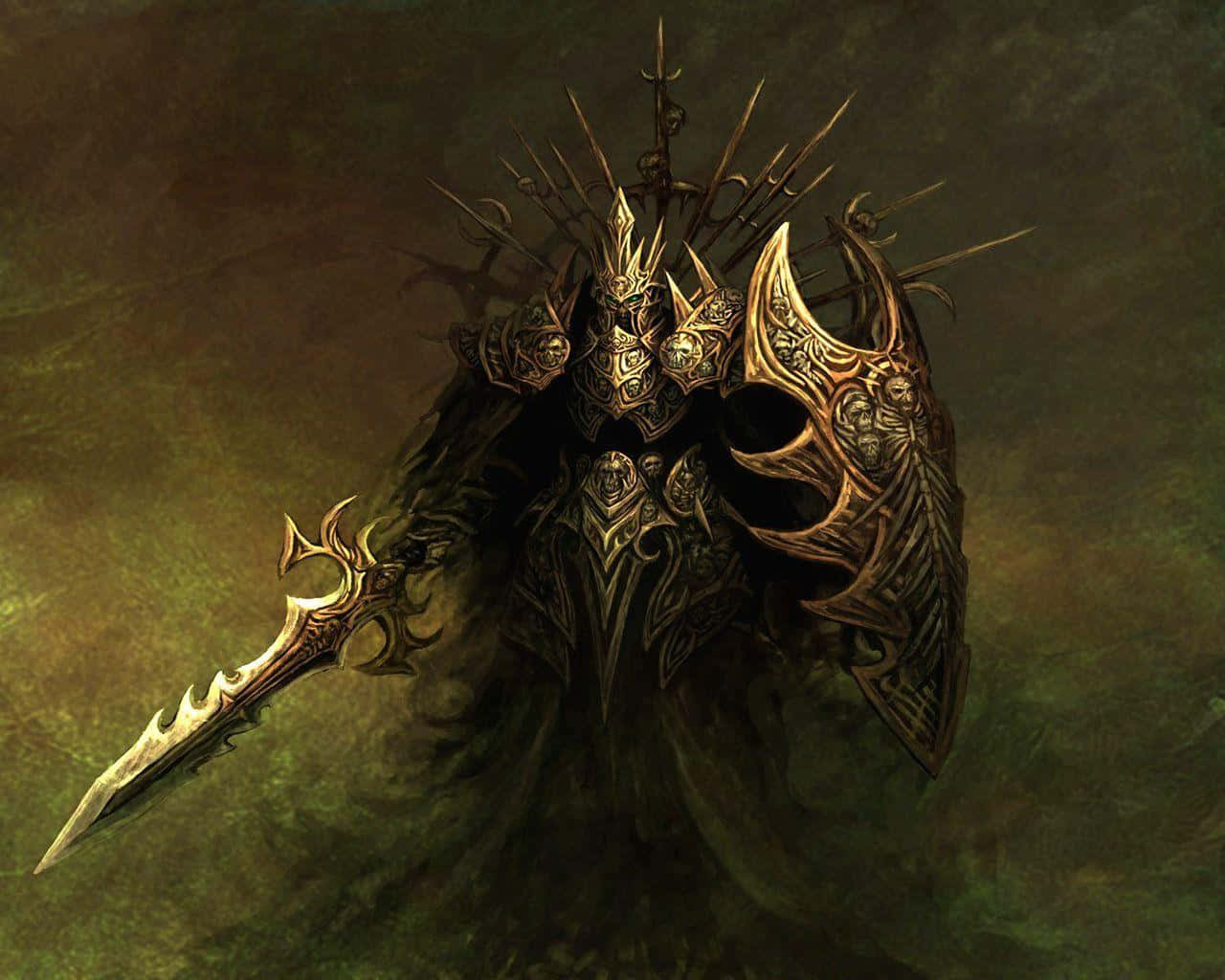 A Dark Knight With A Sword And Armor Background
