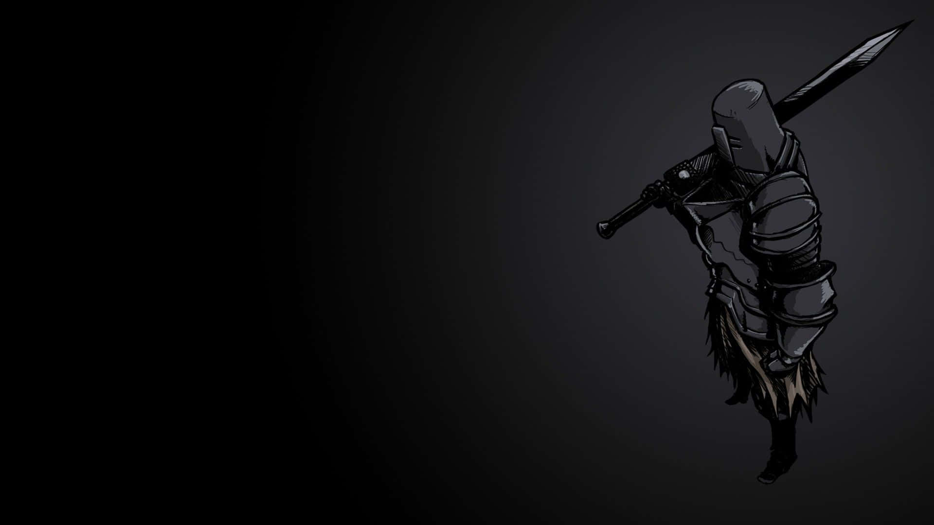 A Dark Knight With A Sword On A Dark Background