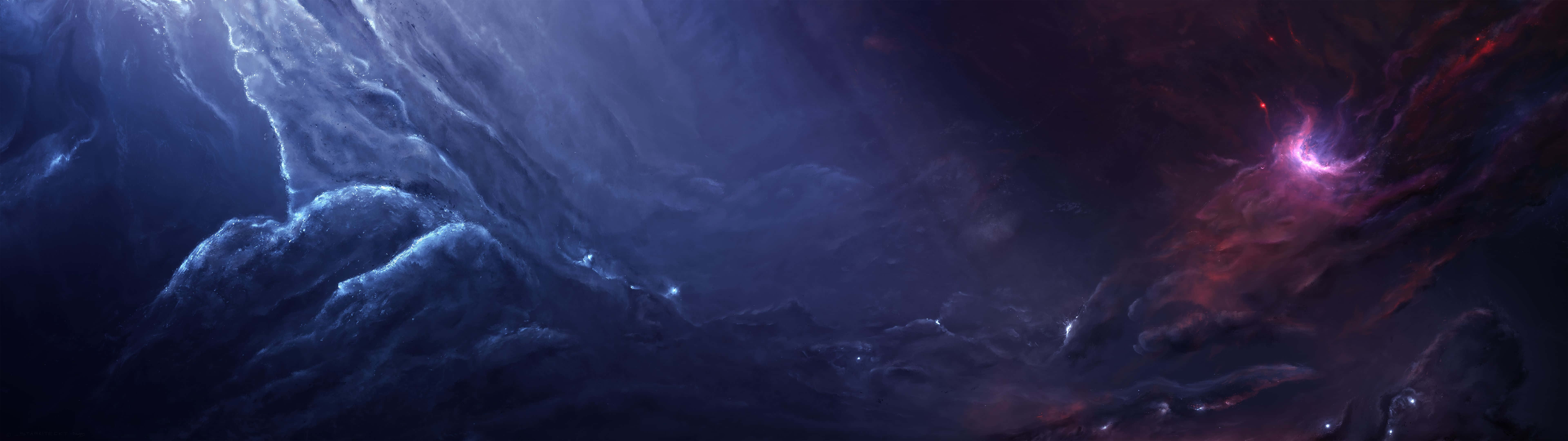 A Dark Space With A Red And Blue Background Background