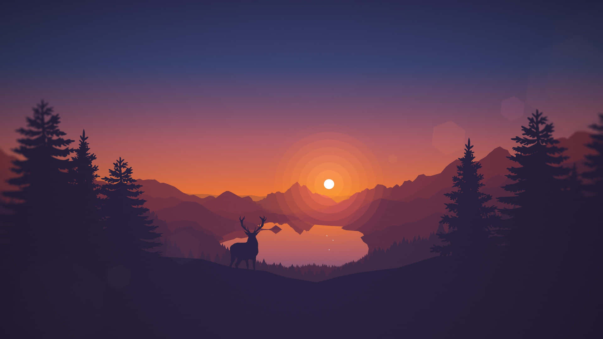 A Deer Silhouetted Against The Sunset In The Mountains Background