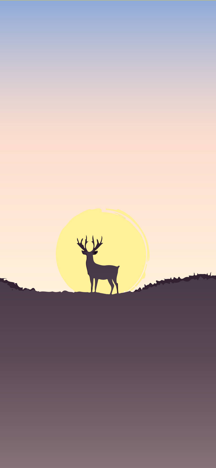 A Deer Silhouetted Against The Sunset Background