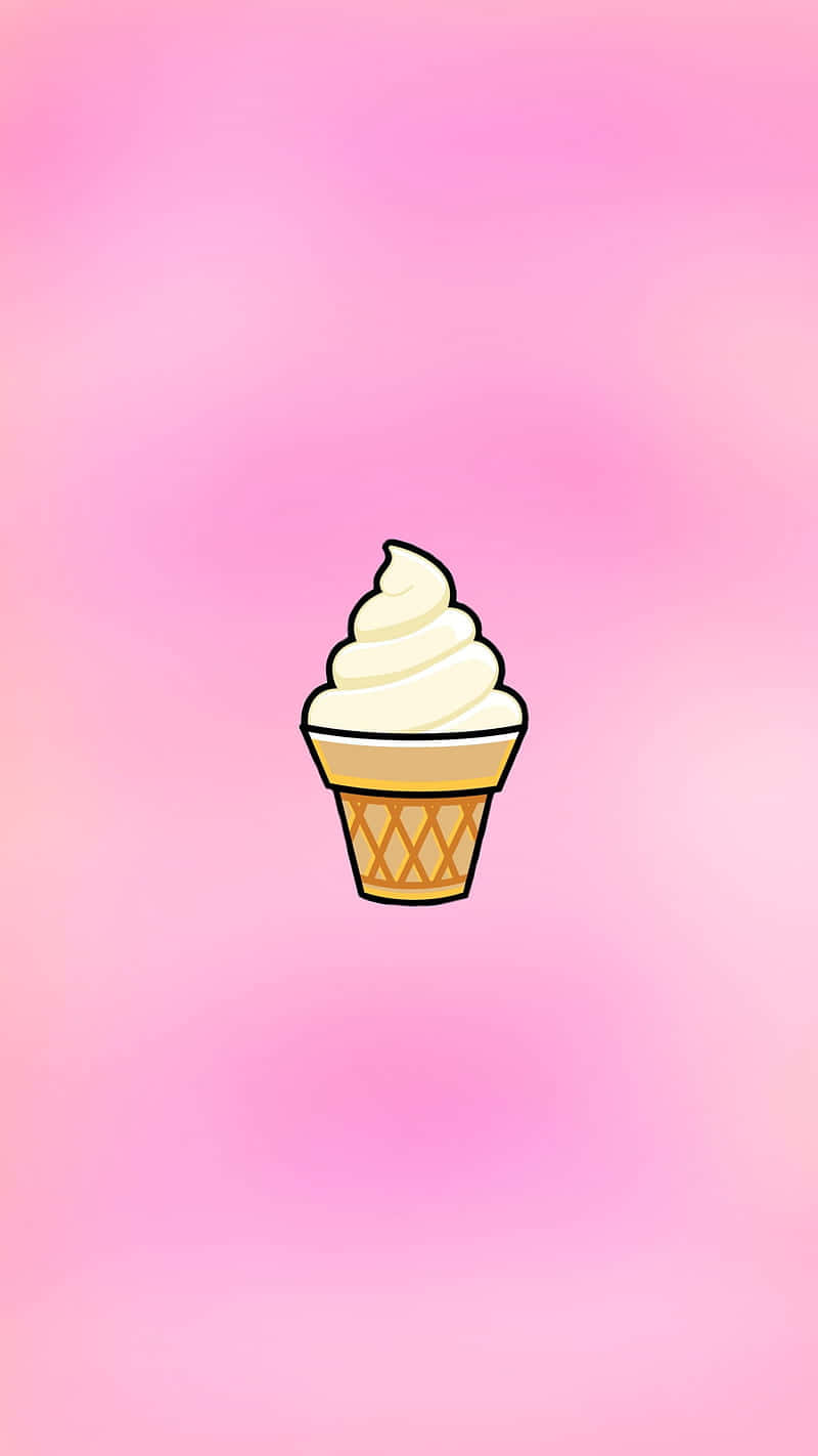 A Delectable Scoop Of Vanilla Soft-serve Ice Cream Embracing The True Essence Of Summer.