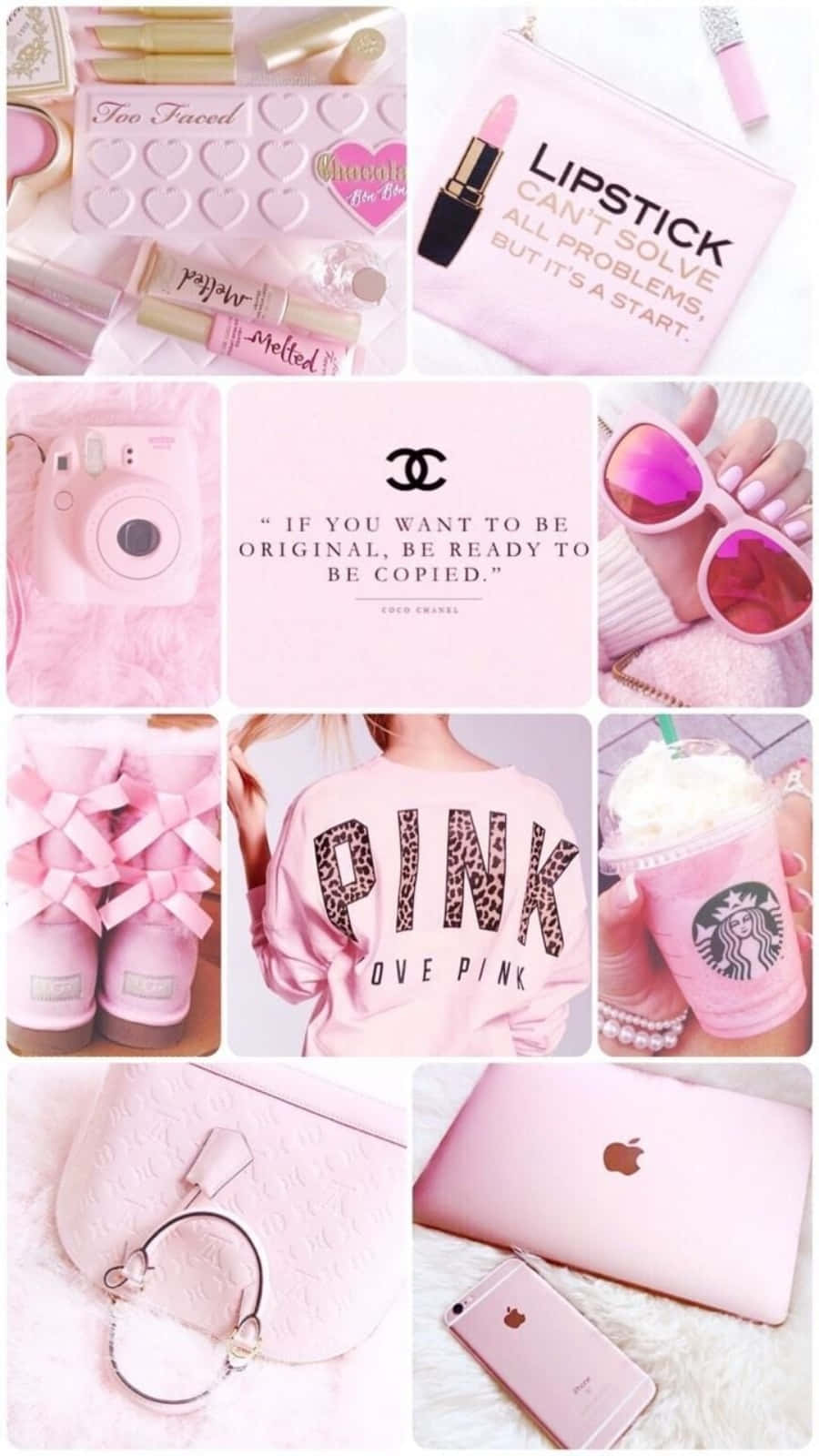 A Delicate, Yet Dynamic Pink Aesthetic Collage Of Art, Fashion, And Nature. Background