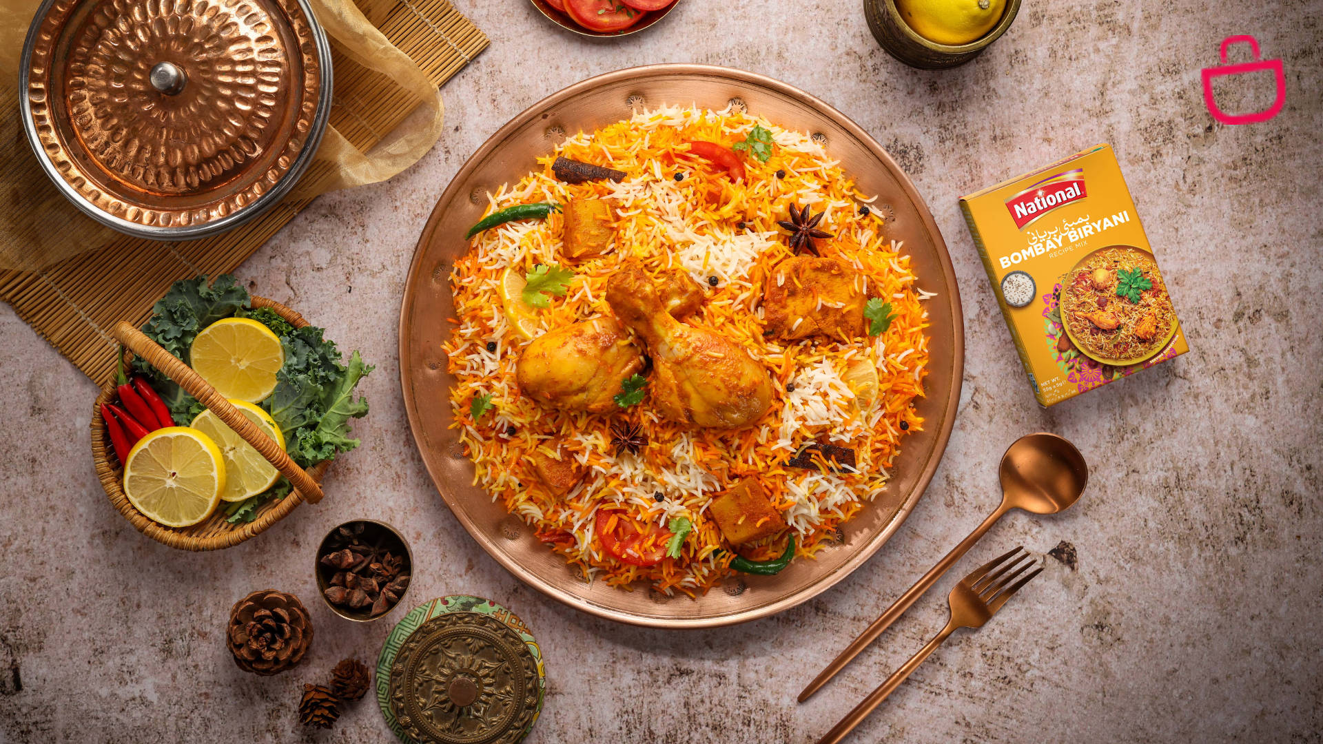 A Delicious Plate Of Golden Yellow Biryani Background