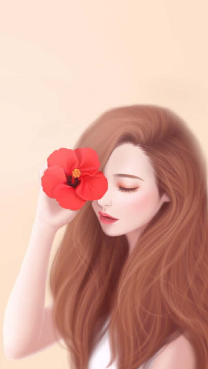 A Delightful Cartoon Girl Smiling Background