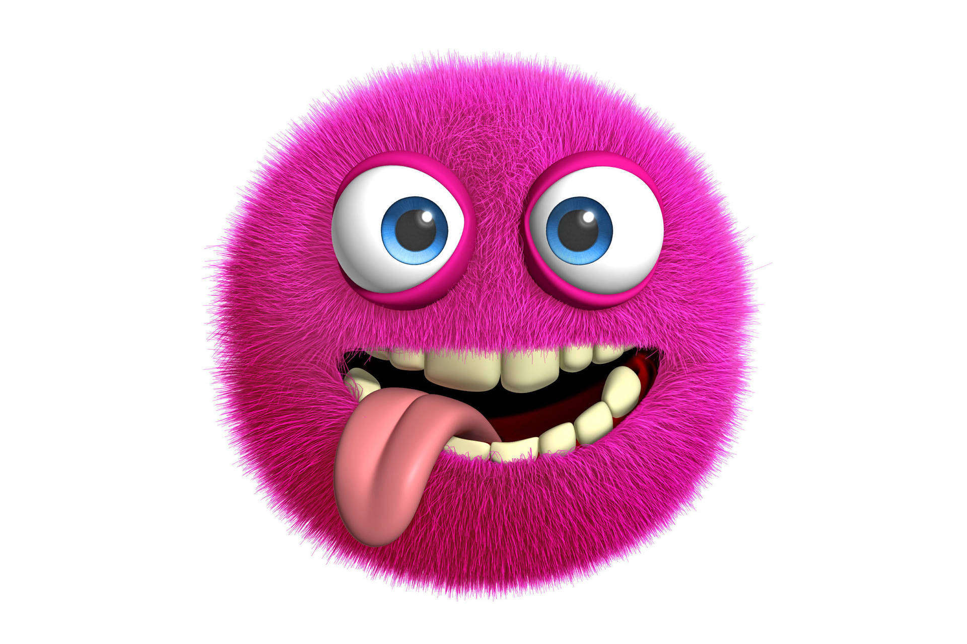 A Delightful Pink Fluffy Emoji Monster Design On A Laptop Background