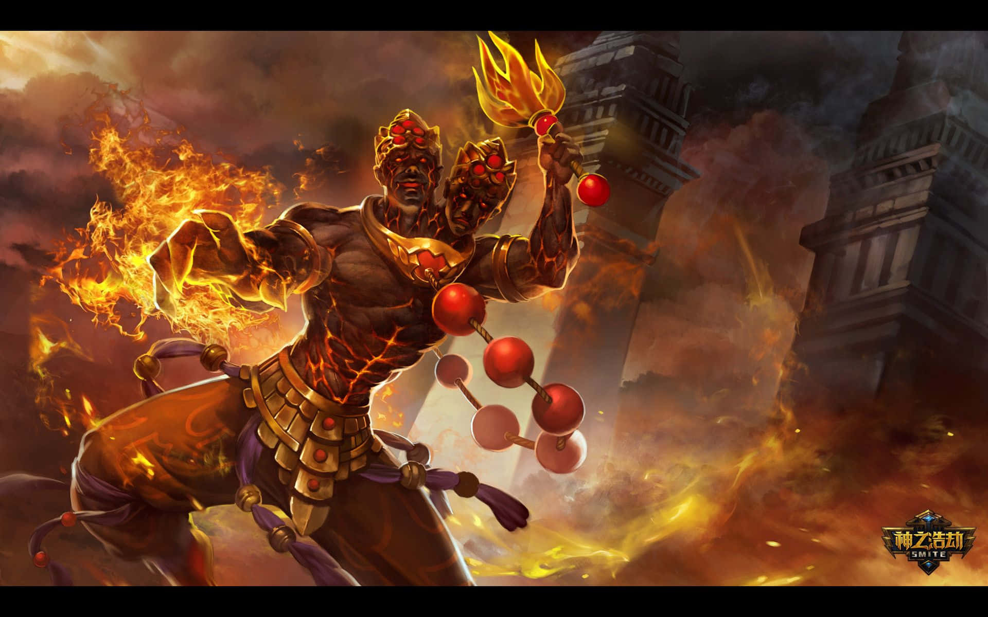 A Demon In A Fire Scene Background