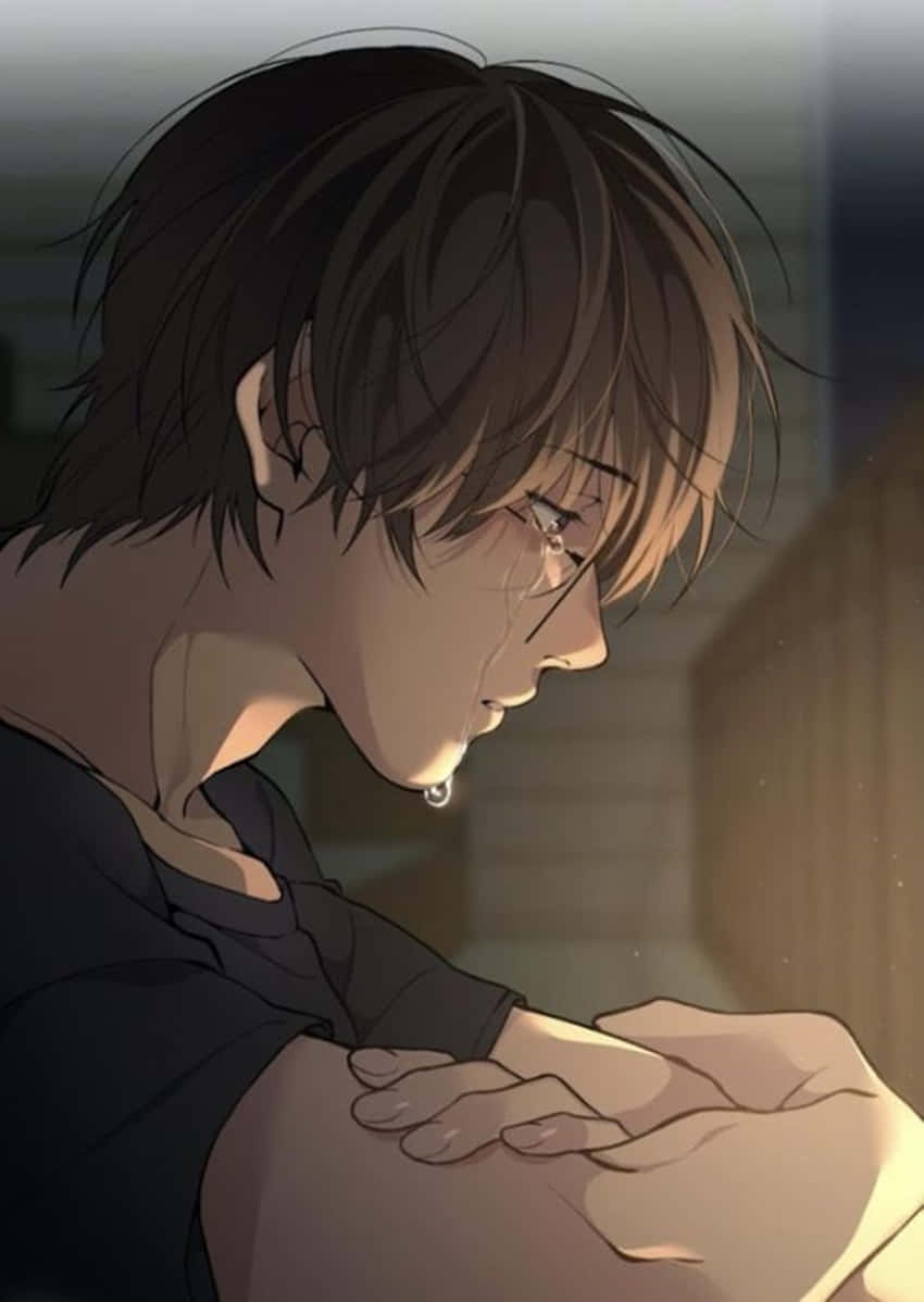 A Depressed Anime Boy Contemplating His Future Background