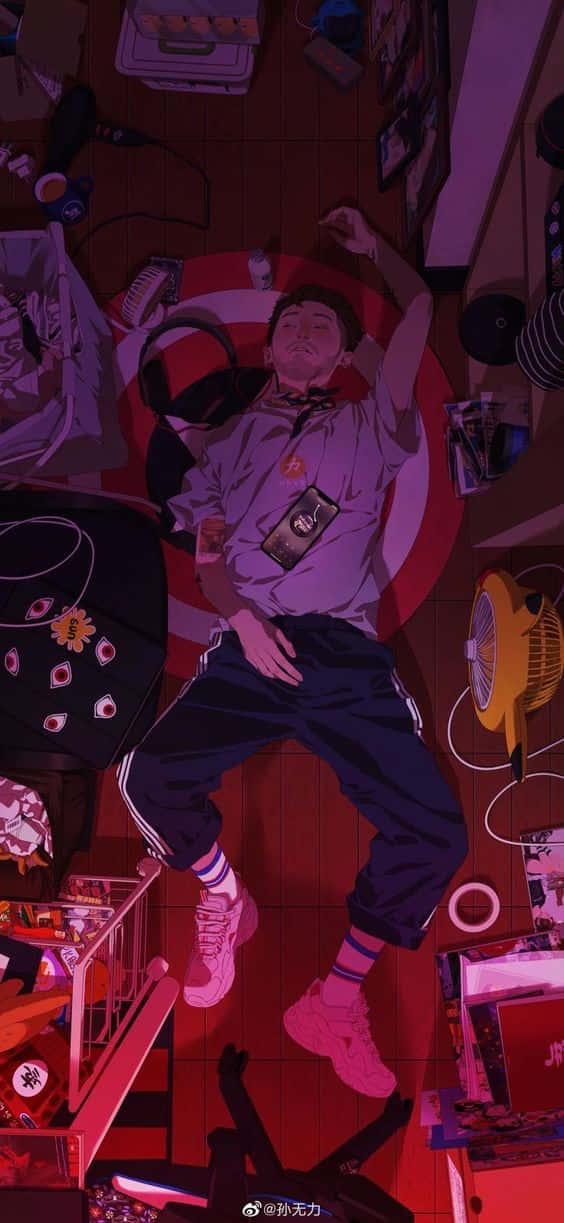 A Depressed Anime Boy Reflecting On His Troubles