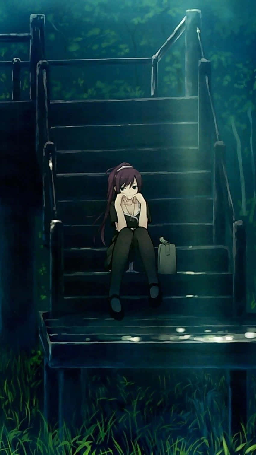 A Depressed Anime Girl Sitting Alone In Her Room With A Broken Heart Background