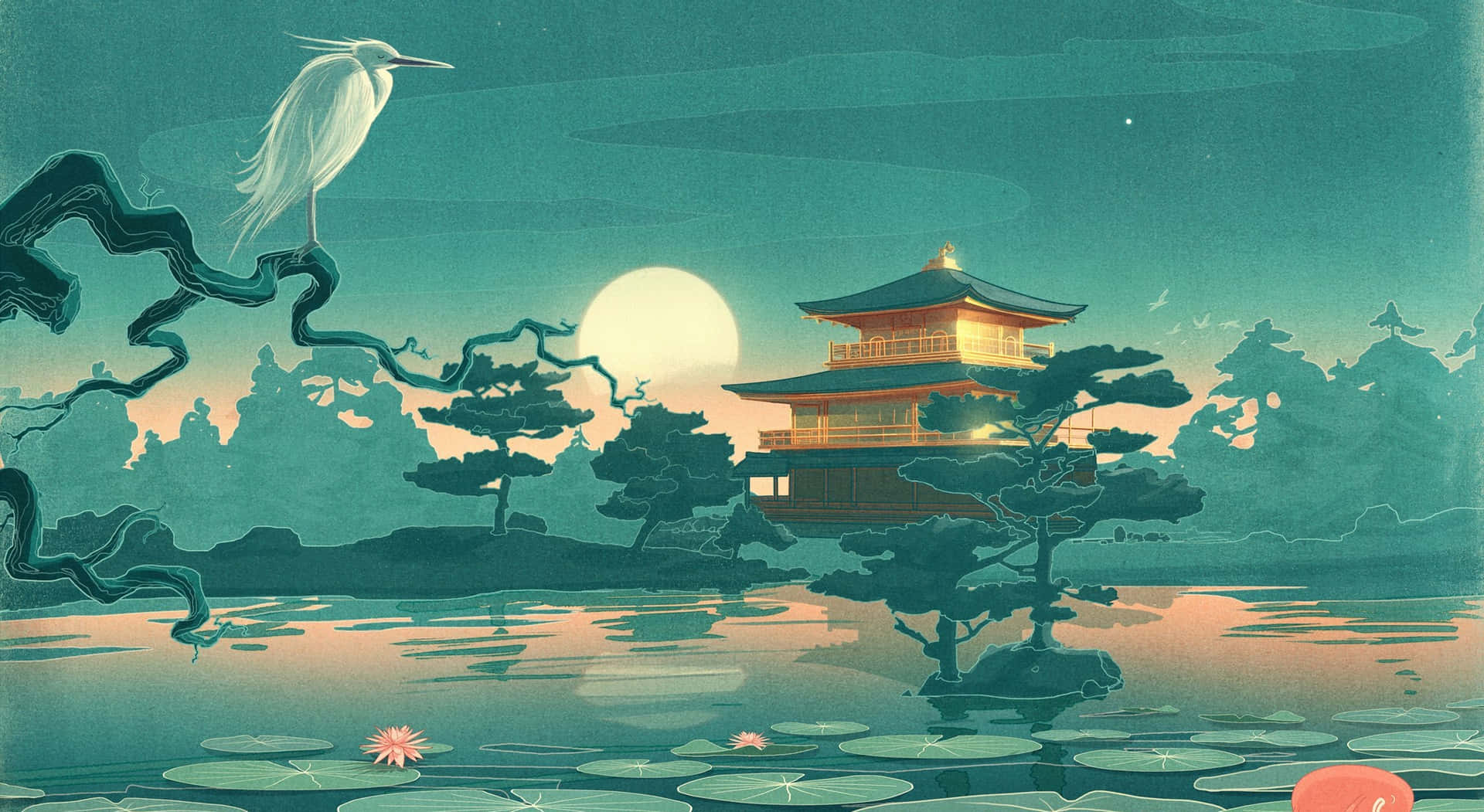 A Desktop Wallpaper Inspired By Japanese Aesthetics Background