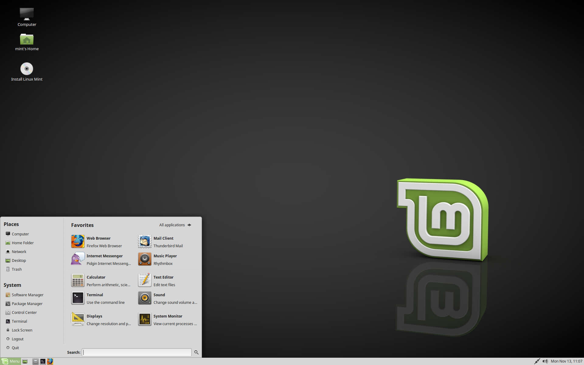 A Desktop With A Green Logo And Icons Background