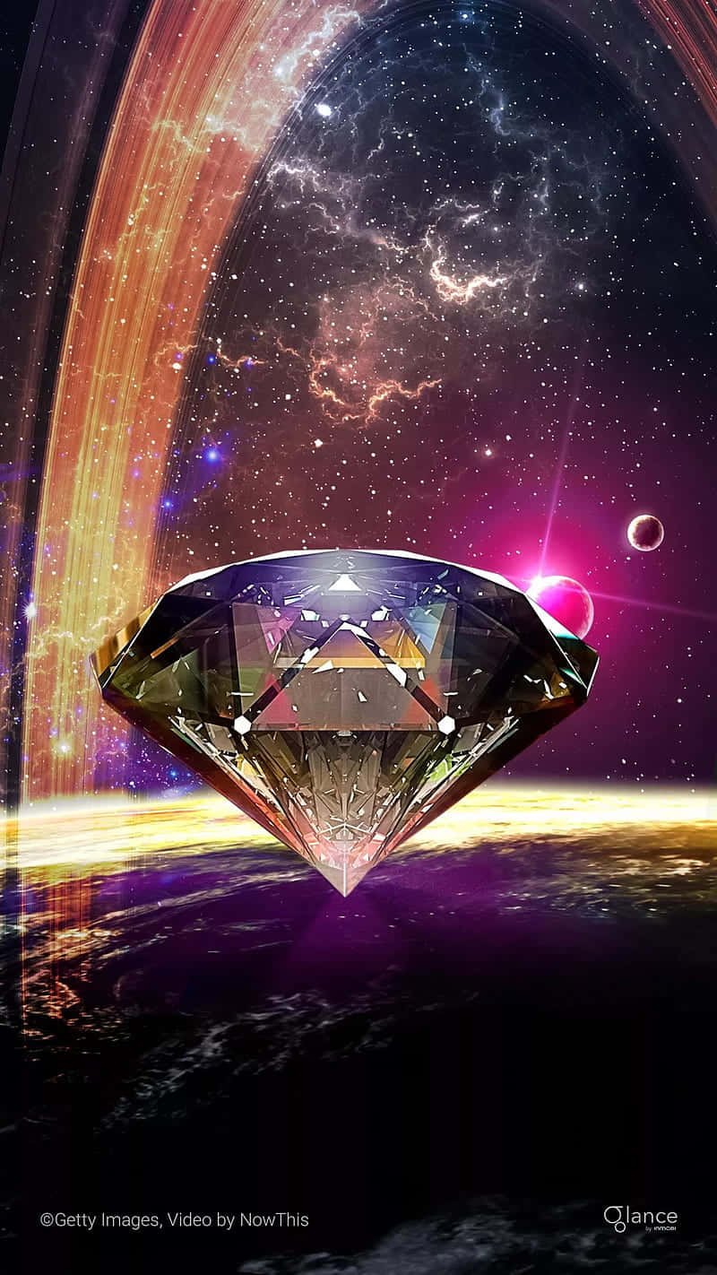 A Diamond In Space With A Galaxy In The Background Background