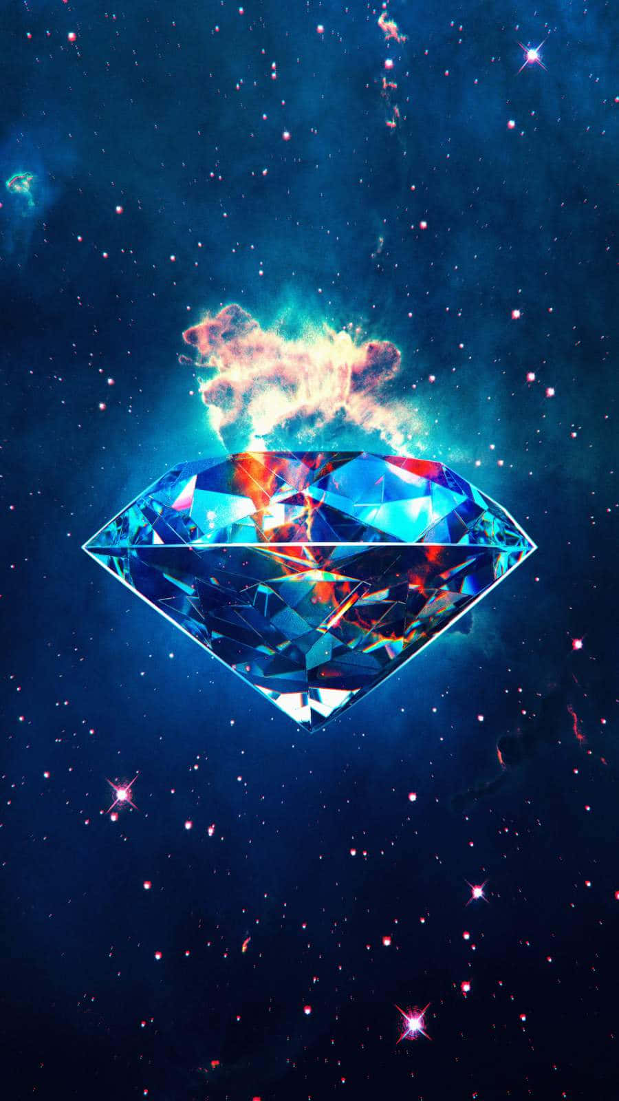 A Diamond In Space With Stars Around It Background