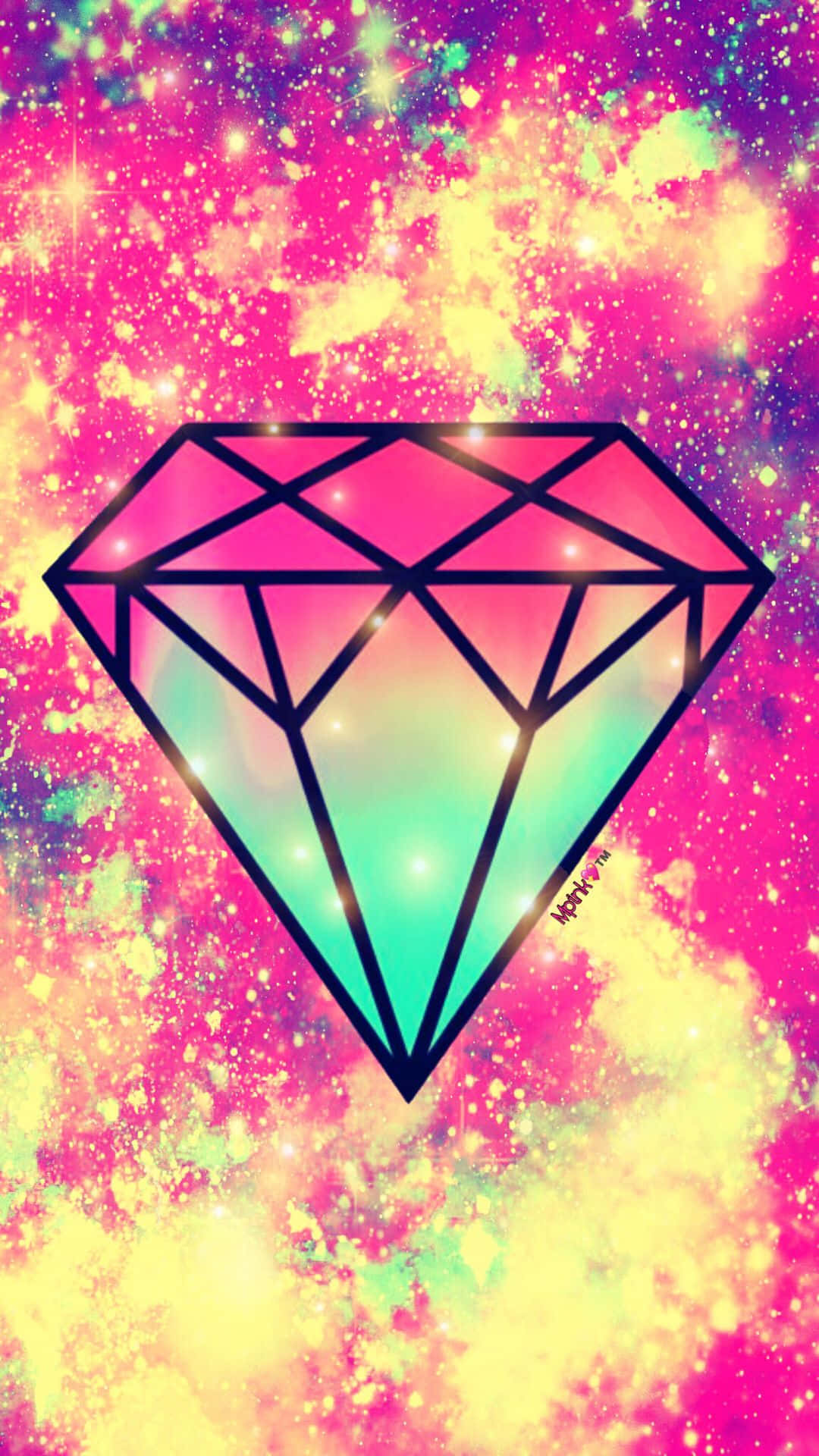 A Diamond On A Pink And Blue Background Background