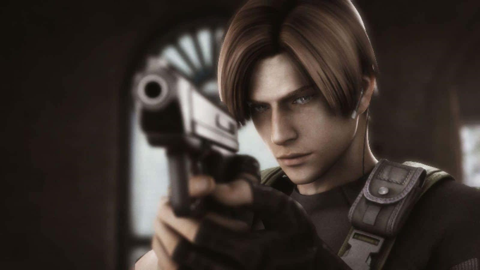 A Digital Portrait Of Leon S. Kennedy, The Iconic Protagonist From The Resident Evil Series. Background