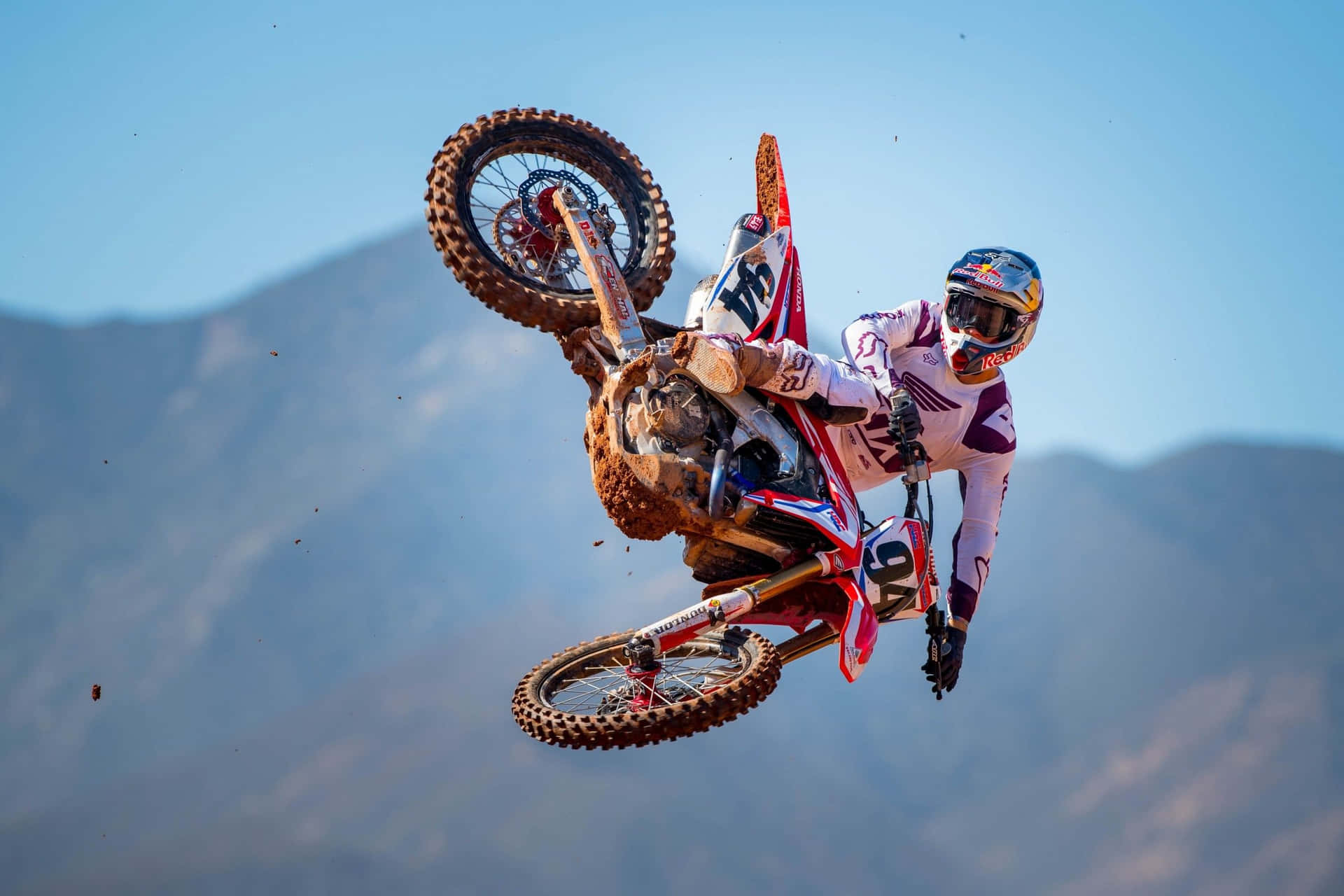 A Dirt Bike Rider In Mid Air