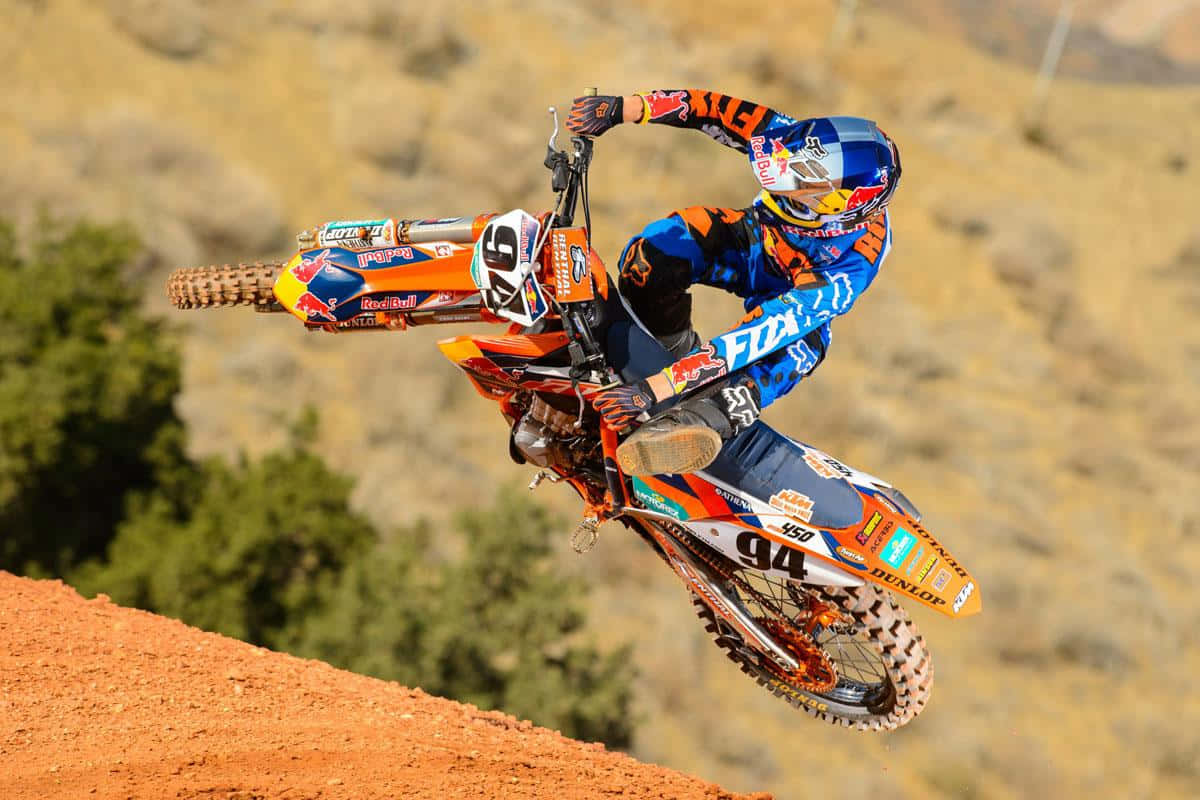 A Dirt Bike Rider In The Air