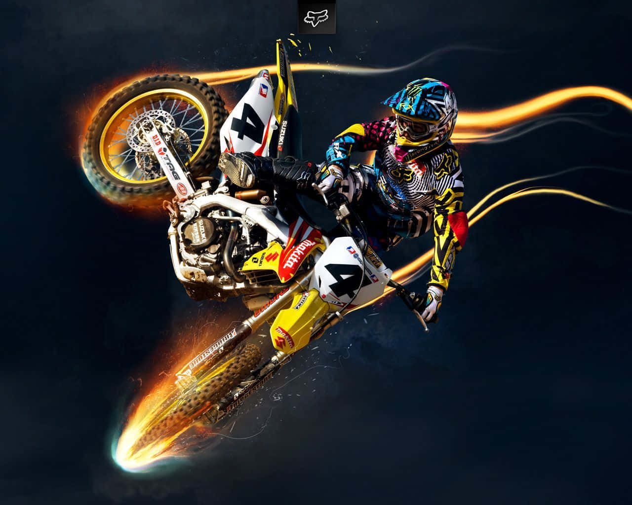 A Dirt Bike Rider Is Flying Through The Air Background