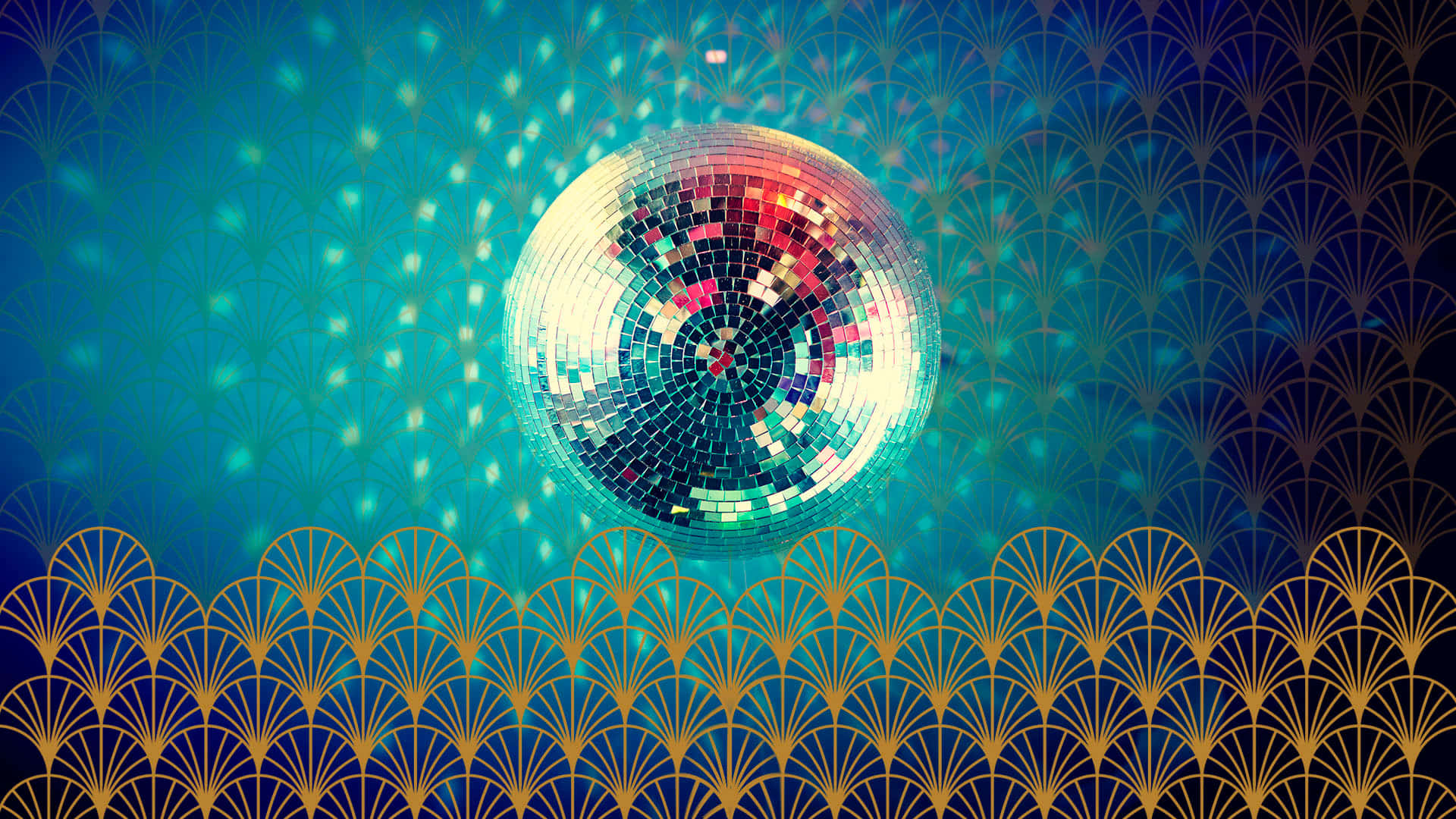 A Disco Ball On A Blue Background Background