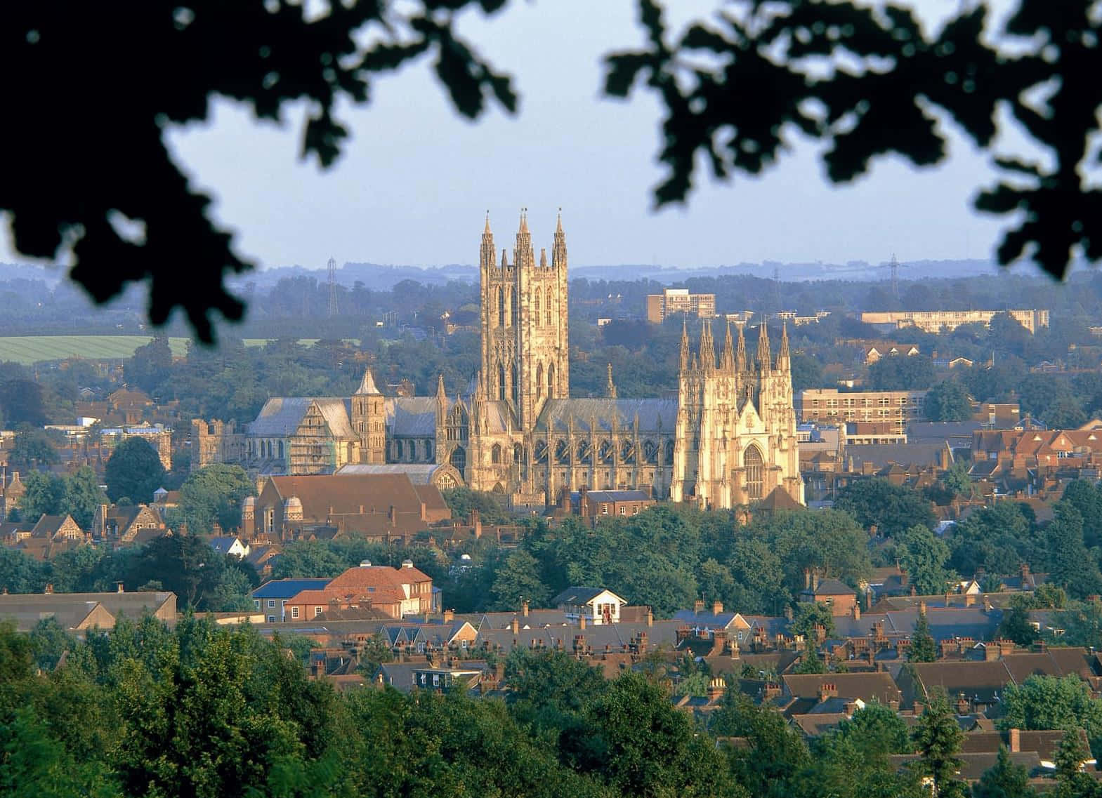 A Distant View Of The Canterbury Cathedral Background