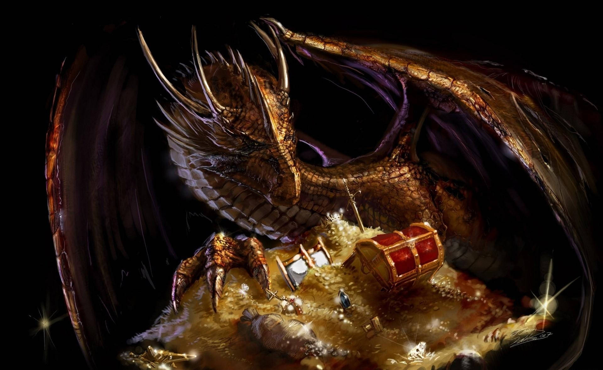 “a Dragon Guarding Its Treasure” Background