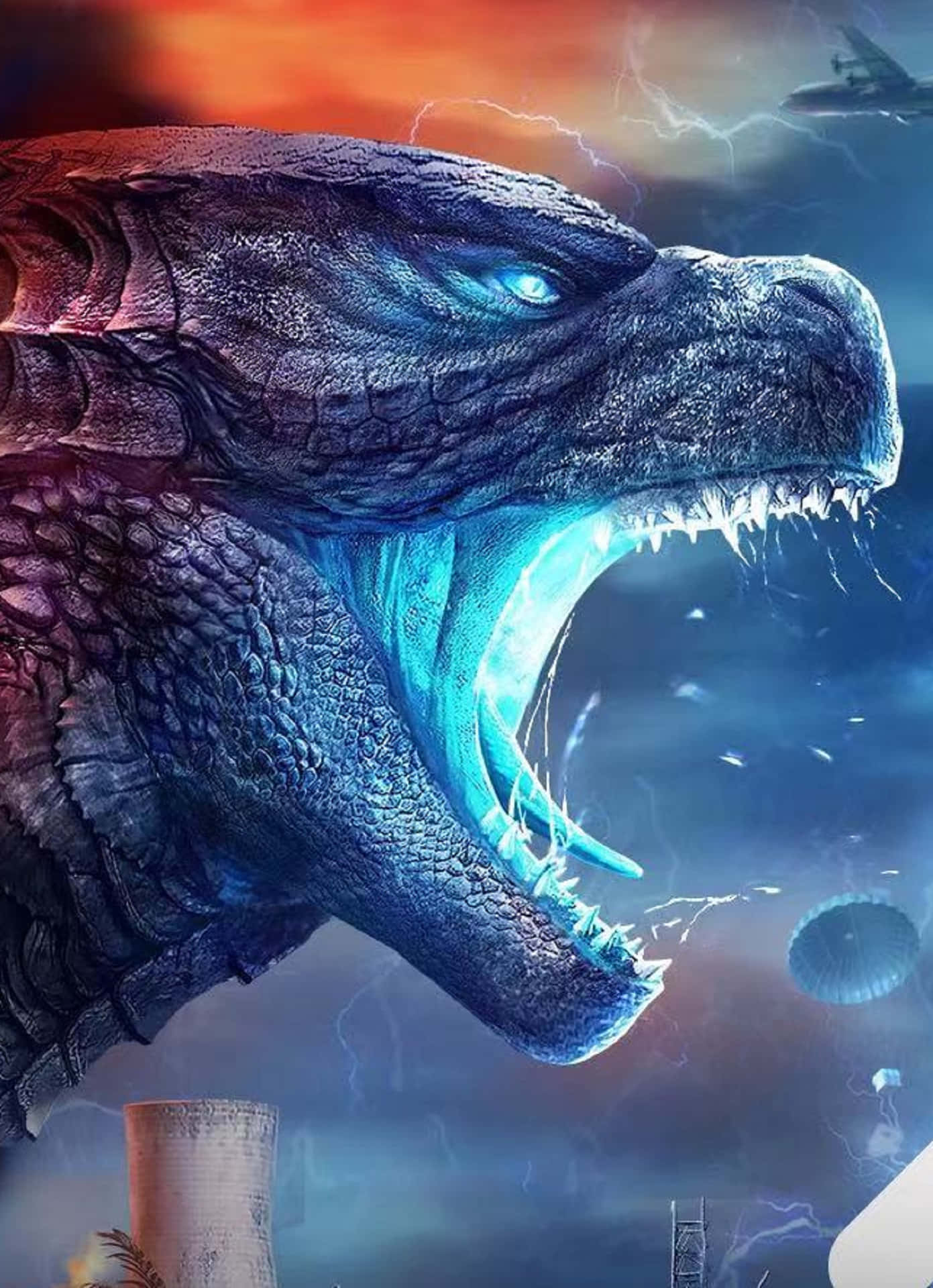 A Dragon With A Blue Mouth And A Blue Sky