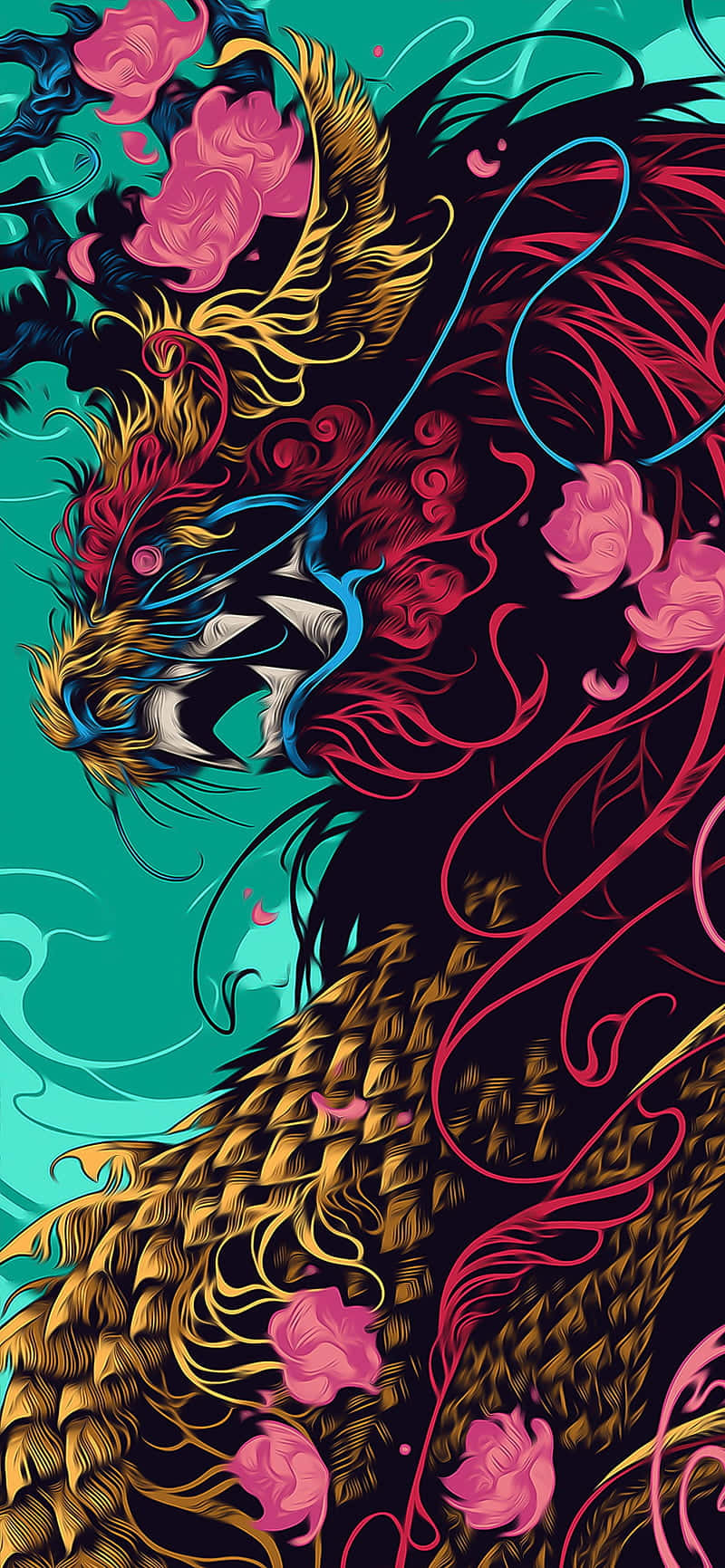 A Dragon With A Flower On Its Head Background