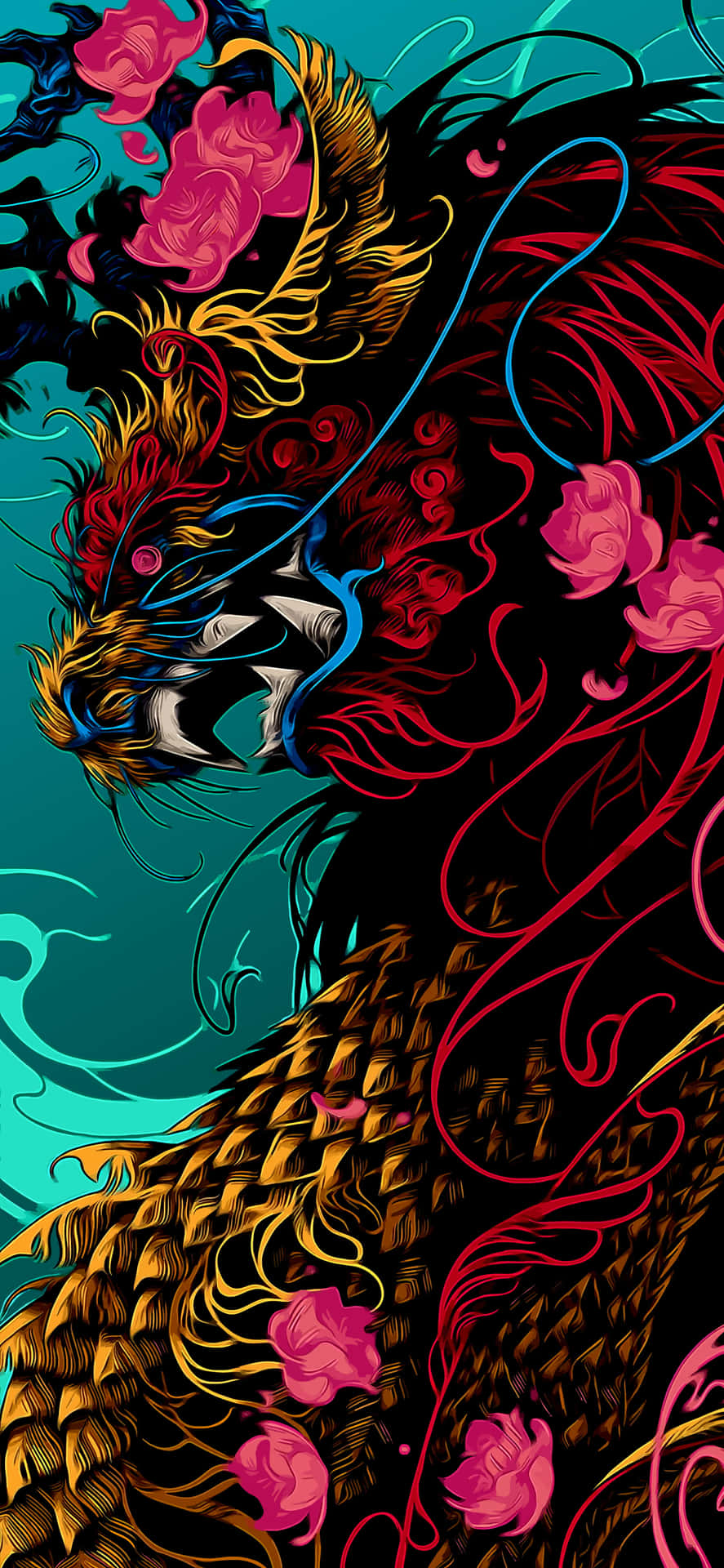 A Dragon With A Flower On Its Head Background