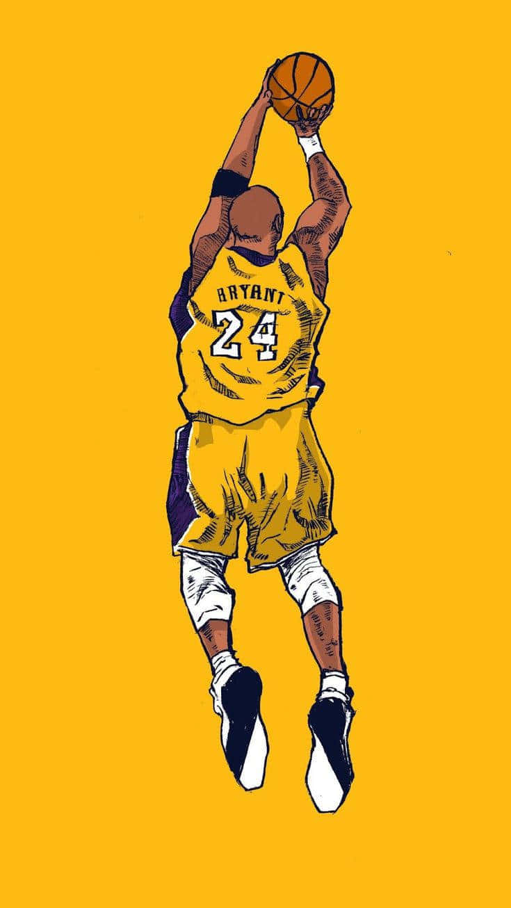 A Drawing Of A Basketball Player In The Air Background