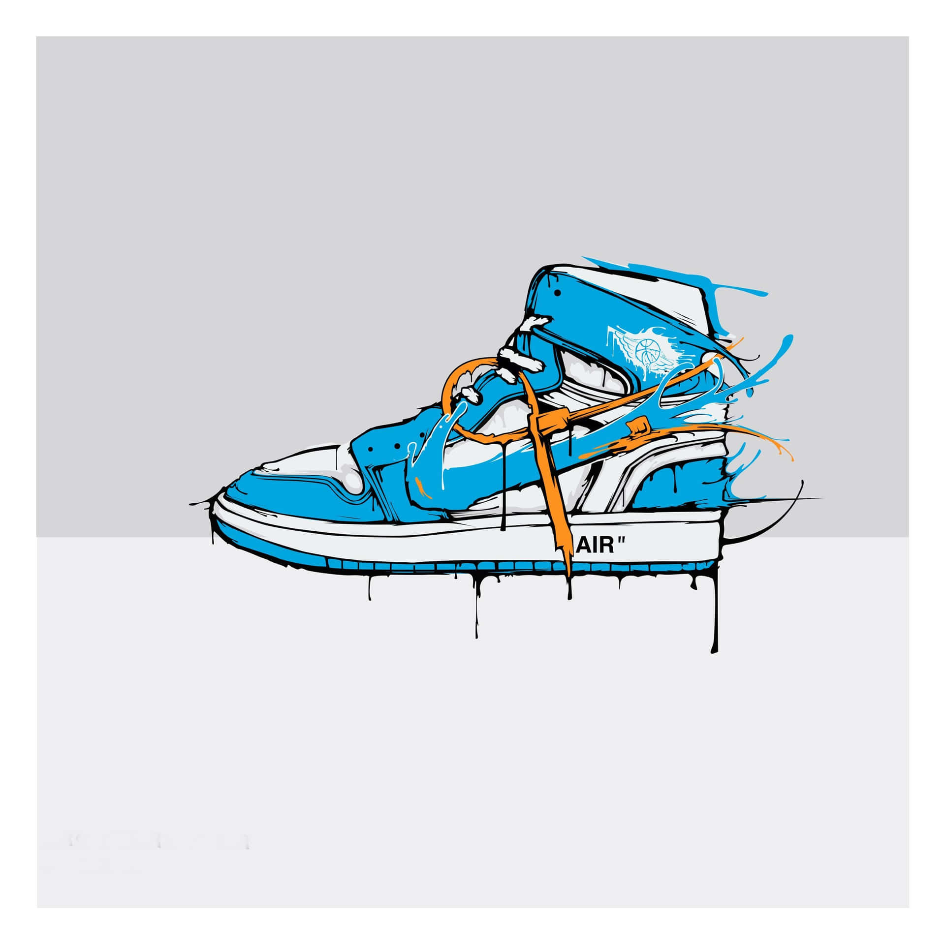A Drawing Of A Blue And Orange Air Jordan 1 Background