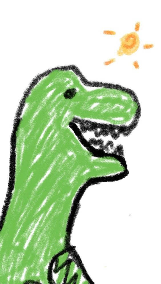 A Drawing Of A Dinosaur With The Sun In The Background Background