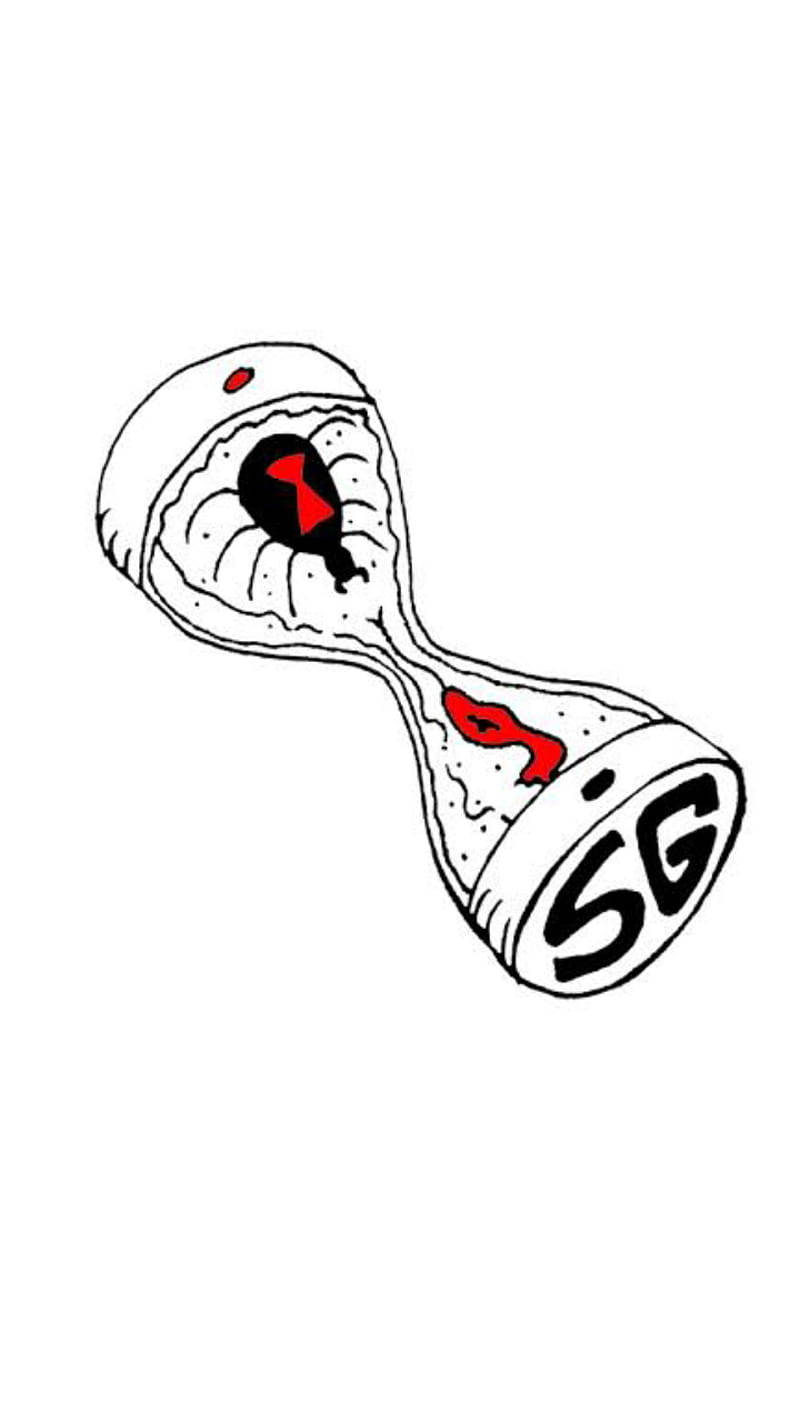 A Drawing Of A Hoverboard With A Red And Black Design