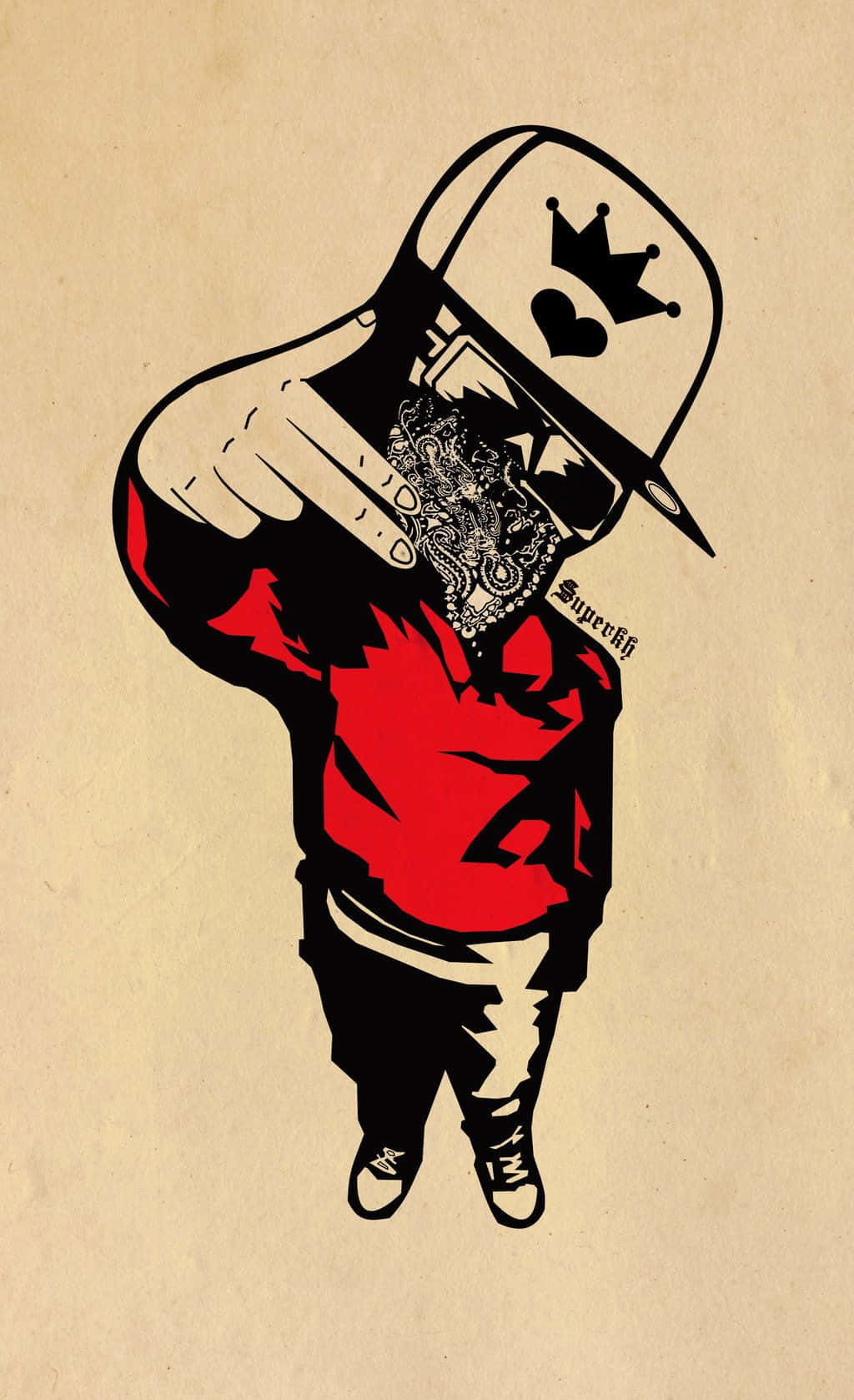 A Drawing Of A Man With A Hat And A Cap Background