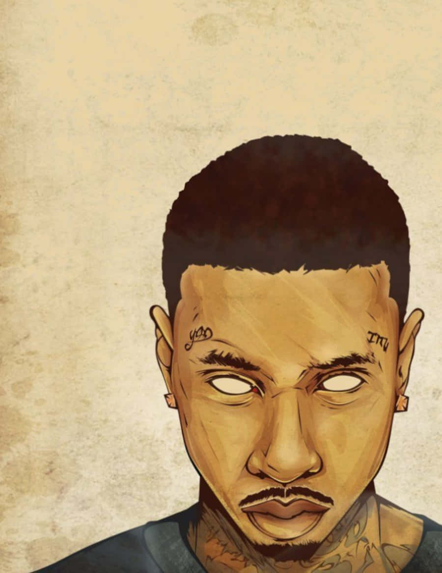 A Drawing Of A Man With Tattoos Background