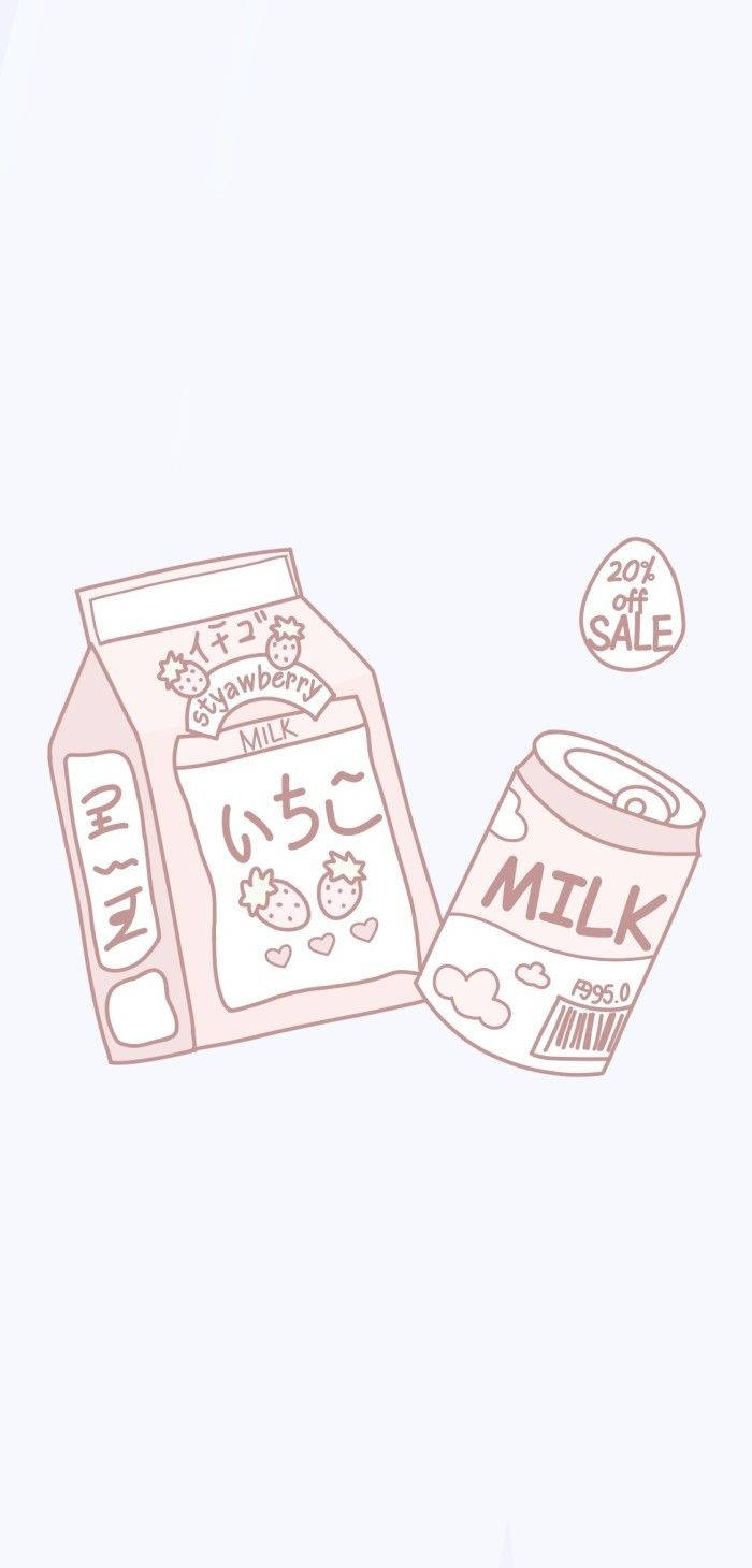 A Drawing Of A Milk Carton And A Can Background