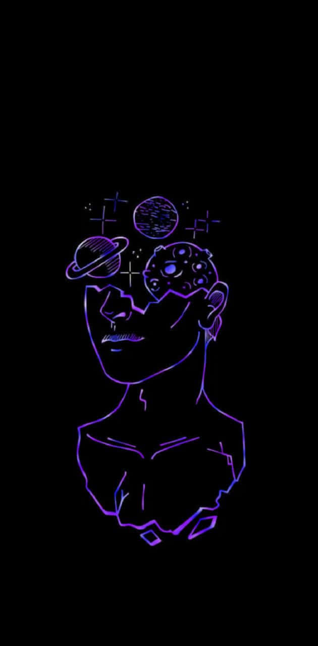 A Drawing Of A Person With A Rainbow In The Background Background