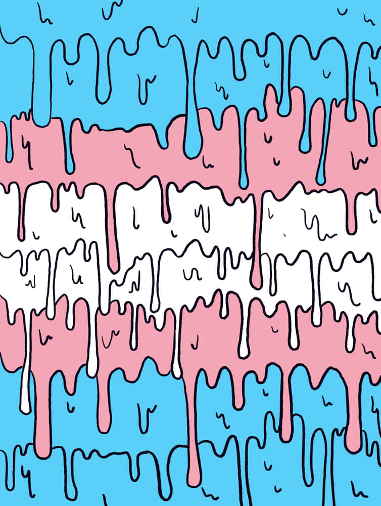 A Drawing Of A Pink And Blue Dripping Pattern Background