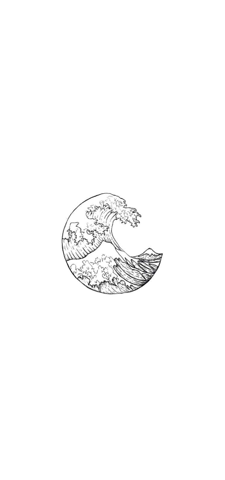 A Drawing Of A Wave On A White Background
