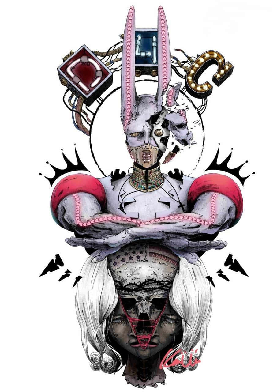 A Drawing Of A Woman With A Head And A Body