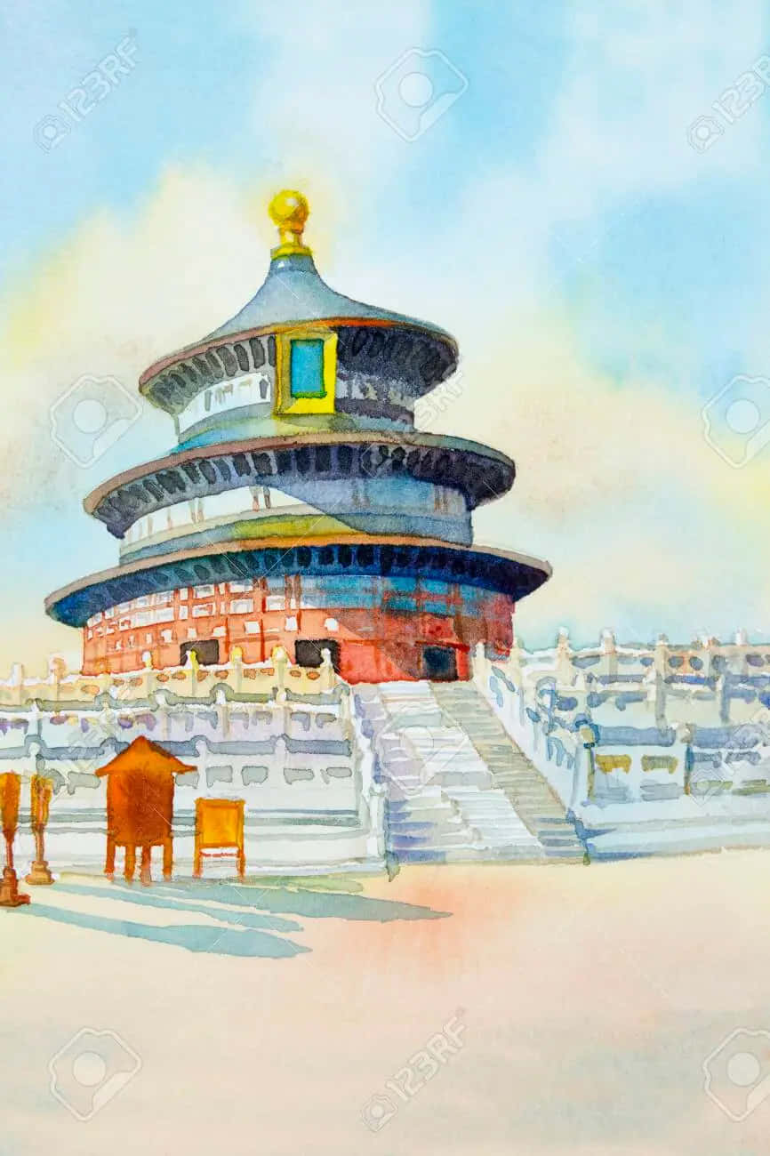 A Drawing Of The Temple Of Heaven