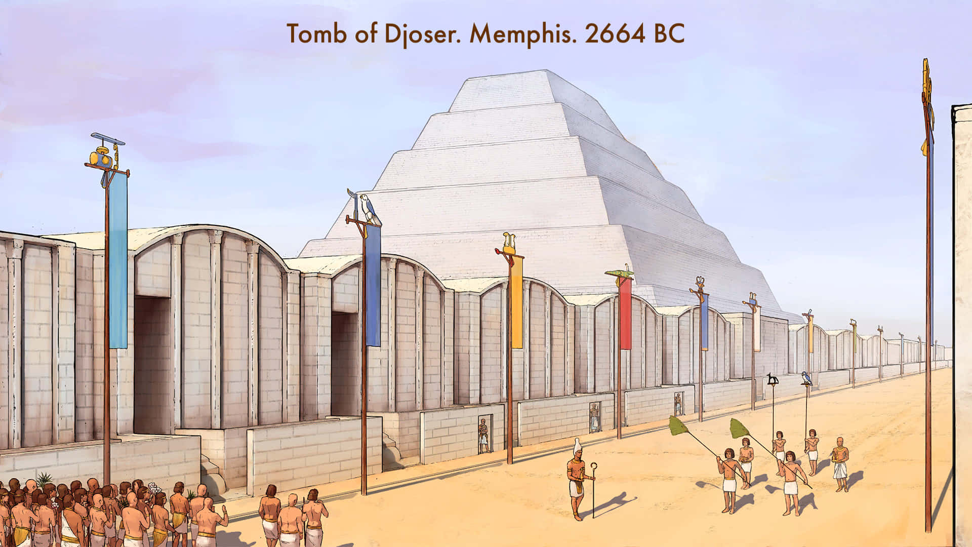 A Drawing Of The Temple Of Opepa In Memphis Background