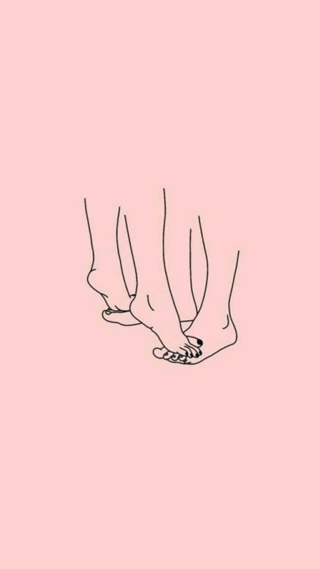 A Drawing Of Two Feet On A Pink Background Background