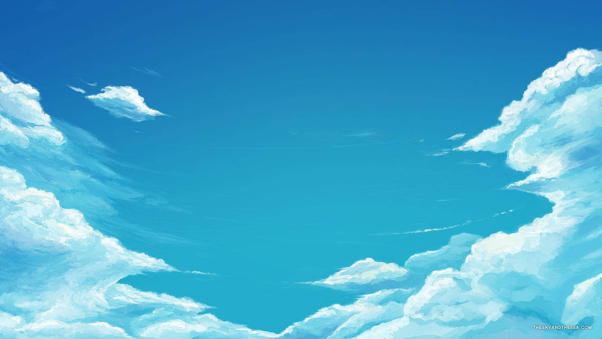 A Dreamy Blue Anime Scenery Background