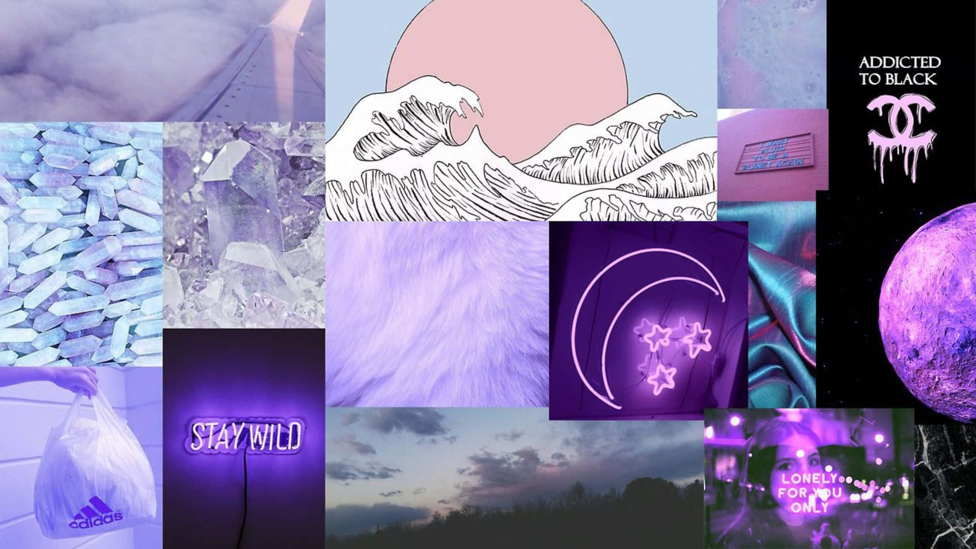 A Dreamy Purple Aesthetic Music Collage Background
