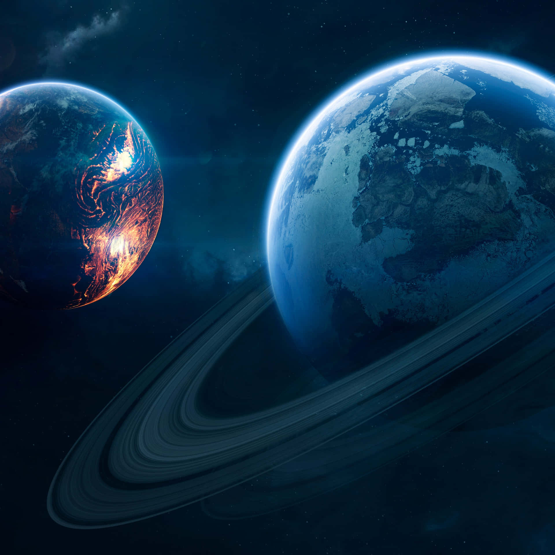 A Dreamy View Of Space Captured On An Ipad Background